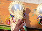 Mustang Lo Manthang Tiji Festival Day 3 03-3 Horn A monk blows on a beautiful horn on day three of the Tiji Festival in Lo Manthang.